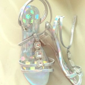 Silver and white flats for kids